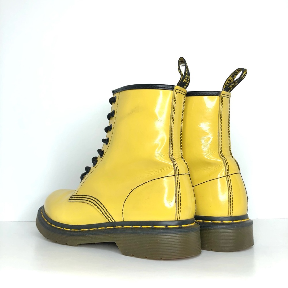 Dr Martens 1460 Pascal Patent Yellow Ankle Boots Women’s 7 Shoes - Picture 7 of 13